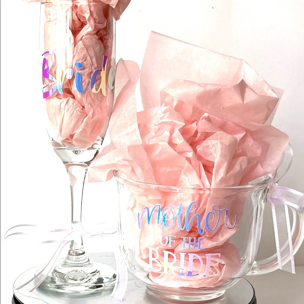 Bridal Gift Set Champagne Glass and Coffee Mug - Picture 4 of 6
